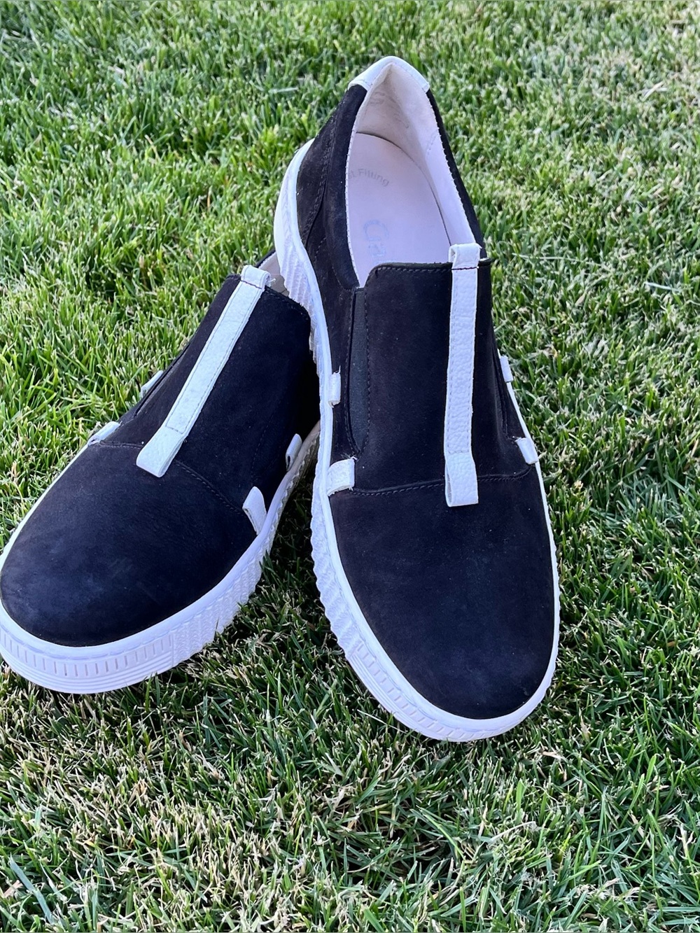 Gabor Sneakers Black Suede White Platform Slip-On UK 5 US 7.5